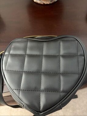 American Eagle Outfitters Black Quilted Heart Crossbody Bag